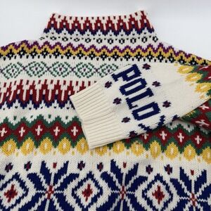 Polo Ralph Lauren Fair Isle Knit Turtleneck Sweater Wool blend Women's X-large